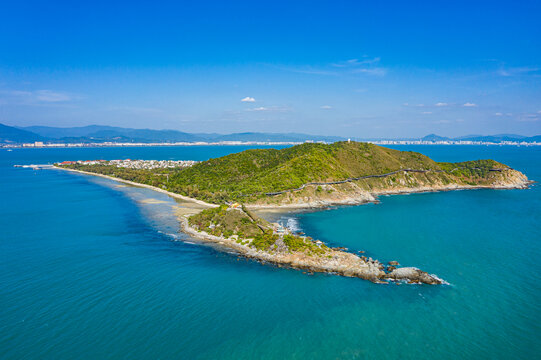 航拍三亚西岛牛王岛岛屿山岭