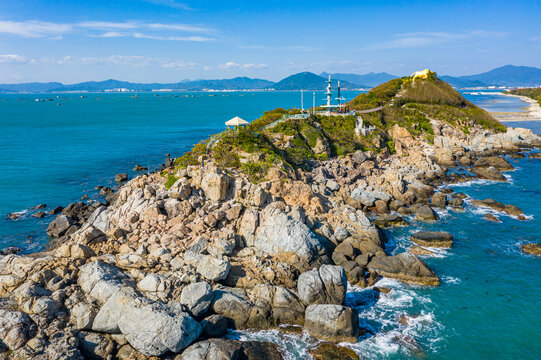 航拍三亚西岛牛王岛岛屿山岭