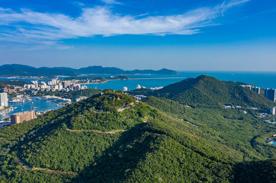 航拍海南三亚鹿回头半岛风景区