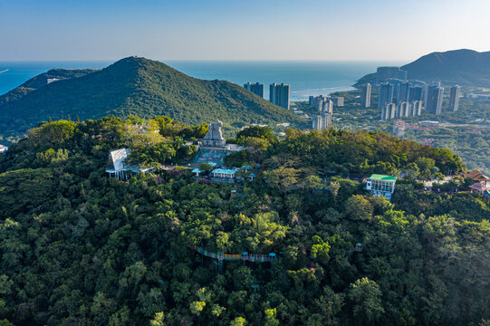 航拍海南三亚鹿回头半岛风景区