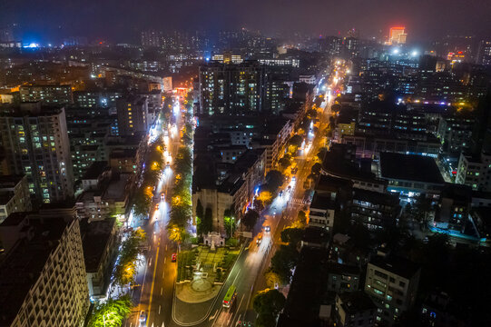 海南文昌文建路口金山广场夜景