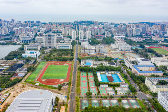 航拍海南大学海甸校区高校校园