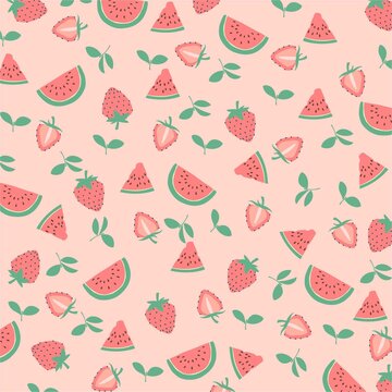 草莓西瓜矢量插画