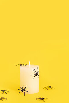 蜘蛛与蜡烛创意万圣节海报