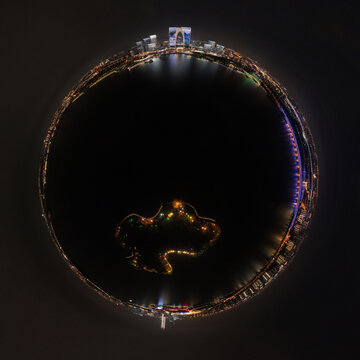 金鸡湖夜景小行星地球效果视图