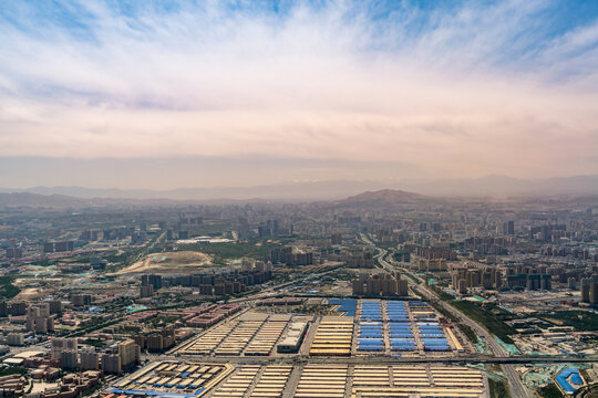 航拍乌鲁木齐的城市建筑