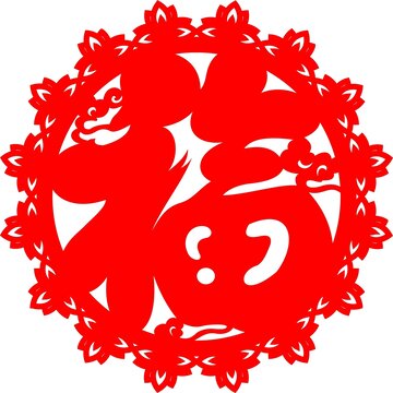 窗贴福字