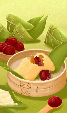 传统节日端午节五月节蜜枣粽子