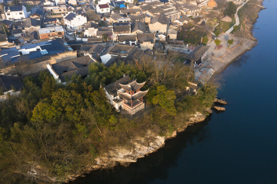 宣城市桃花潭景区晨曦航拍