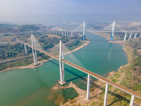重庆蔡家轨道大桥航拍