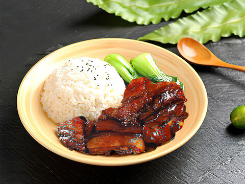 梅菜扣肉盖码饭