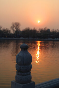 北京后海夕落美景