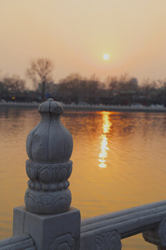 北京后海夕落景色