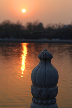 北京后海夕落景色