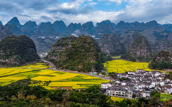 贵州兴义万峰林油菜花开