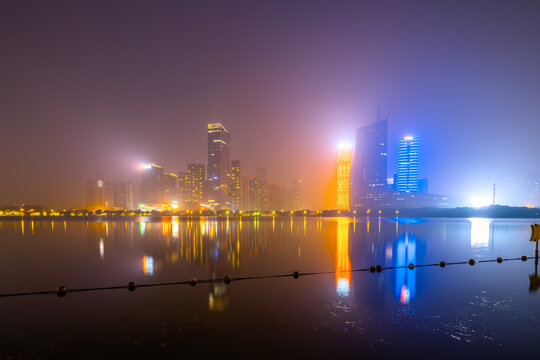 城市CBD建筑群夜景