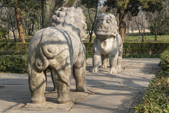 京明孝陵石象路狮子雕塑