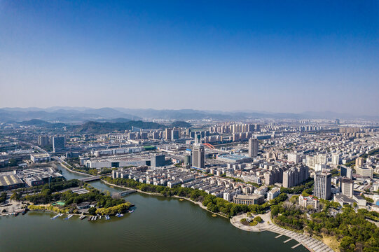 绍兴市柯桥区城市风光航拍