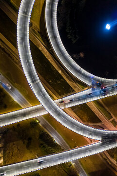 航拍郑州立交桥城市高架桥夜景