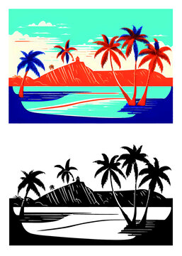 热带海岛椰子树