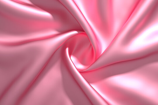 3D渲染粉色圆形产品丝绸背景