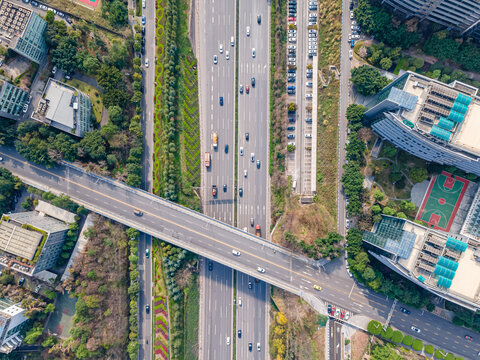 城市立交公路道路车流航拍