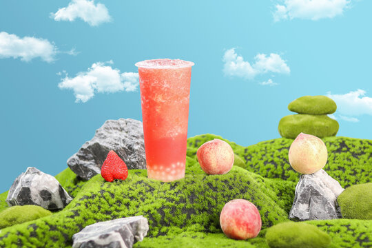 草莓桃子冰沙横