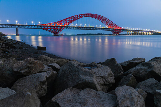 广州市南沙明珠湾大桥夜景
