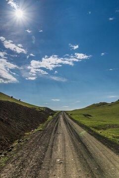 中国新疆草原道路背景