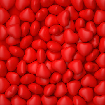 3D渲染反光红色爱心背景