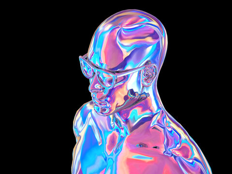 3D渲染的酸性风男性头部