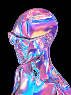 3D渲染的酸性风女性头部