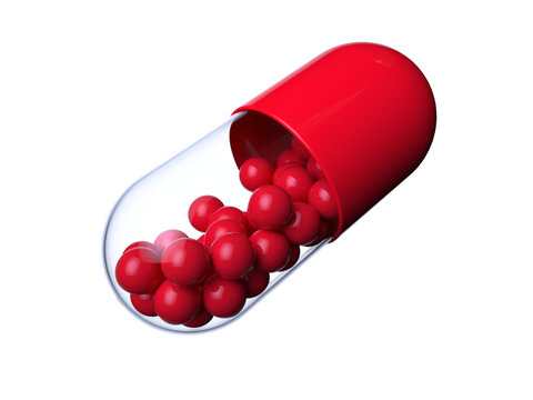 3D渲染的红色胶囊药物