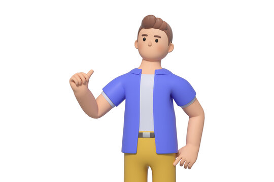 3D渲染伸大拇指的男人