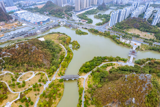 桂林山水公园喀斯特地貌航拍