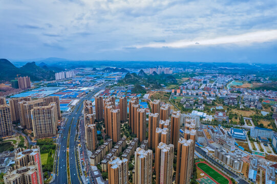 桂林城市风光喀斯特地貌航