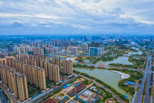 桂林城市风光喀斯特地貌航