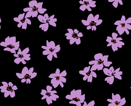 黑底紫红色花