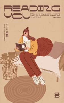 读书日女性阅读文艺海报