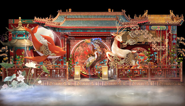 中式复古舞台效果图