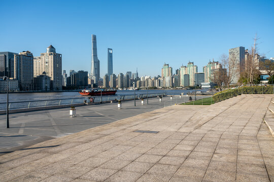 上海陆家嘴建筑和大理石地面