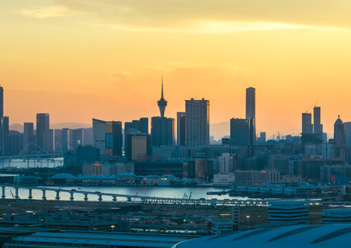 珠海横琴澳门城市风光航拍