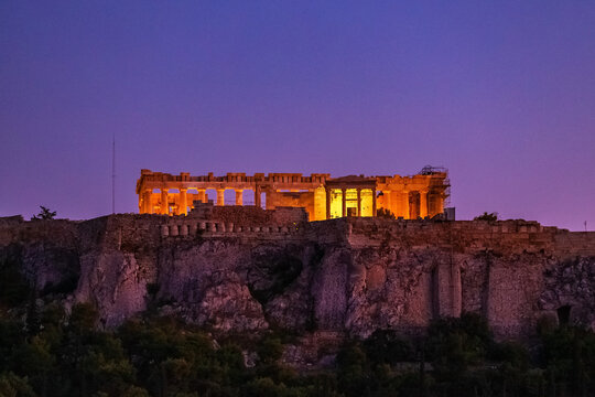 希腊雅典卫城夜色