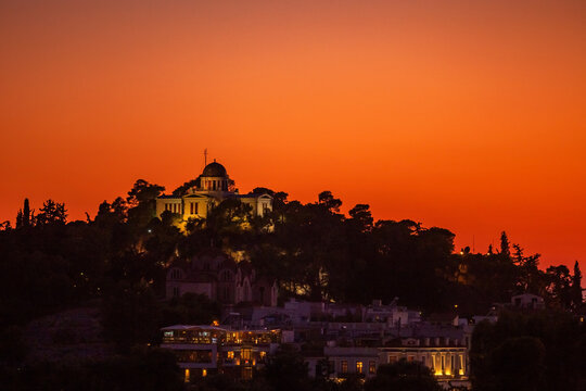 希腊雅典教堂夜色
