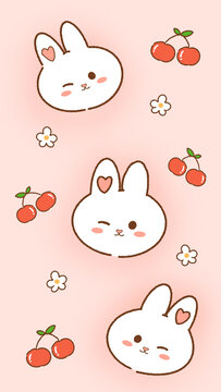 兔子樱桃插画