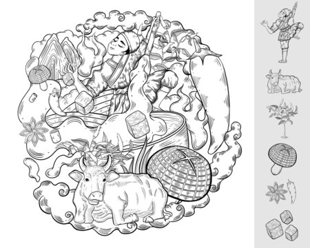 牛肉酱牛肉汤香菇牛肉插画