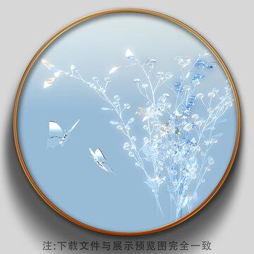 水晶花卉晶瓷画