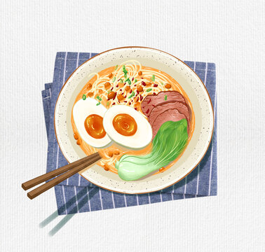 牛肉面插画