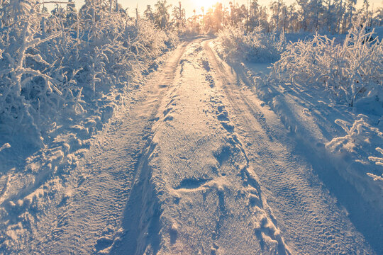 冬季雪地道路车辙