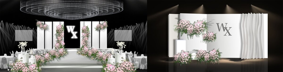 白色韩式简约婚礼设计效果图
